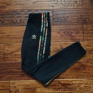 Adidas Floral Three-Stripe Leggings